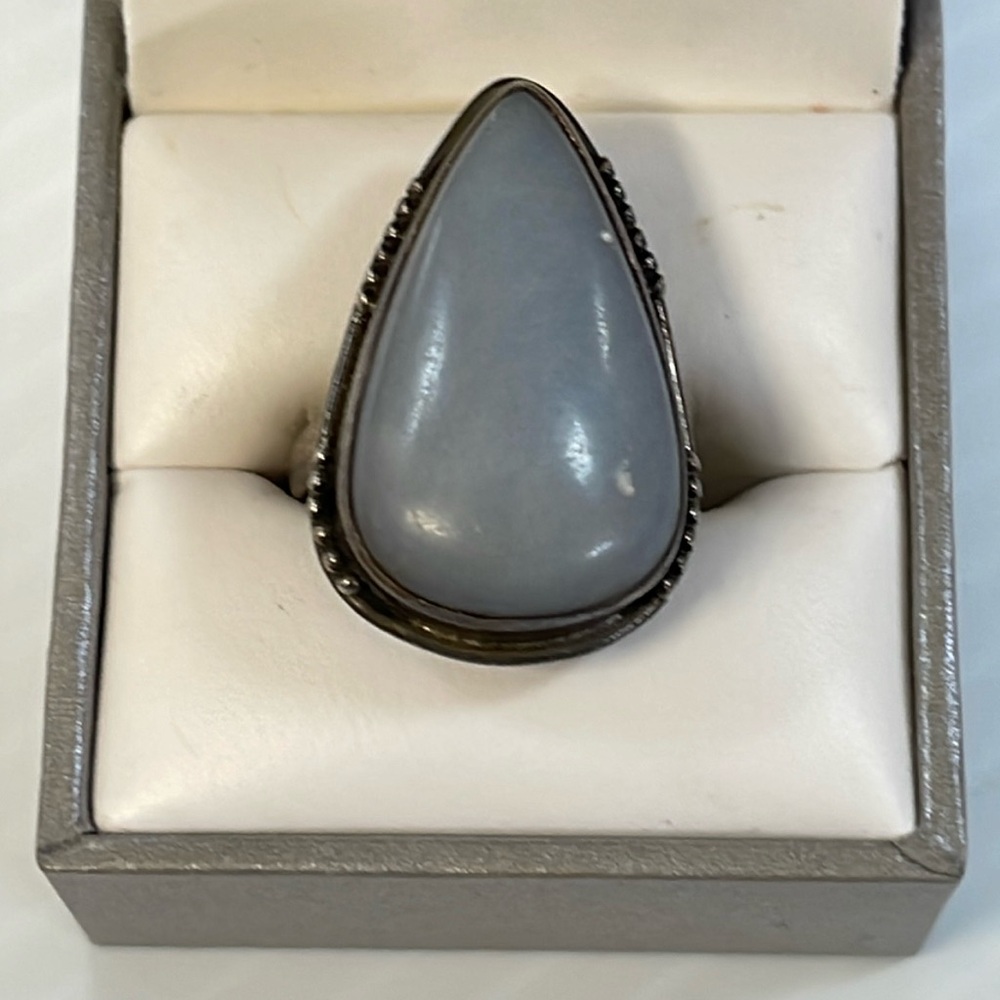 Pear Shape Stone 925 Ring Sz 6 3/4